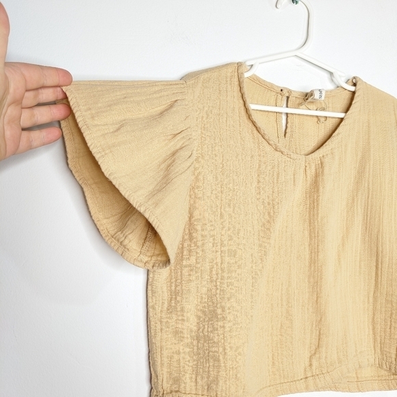 NWOT Yoli & Otis tan 100% organic cotton muslin short sleeve top 6Y - Picture 3 of 6